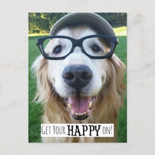 Golden Retriever Get Your Happy On Postcard