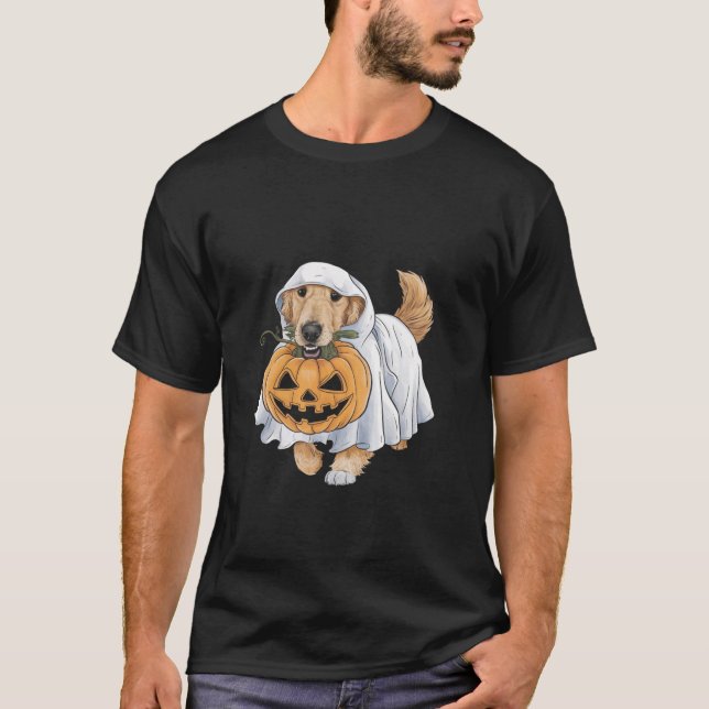 Golden Retriever Ghost Dog Halloween T Shirt (Front)