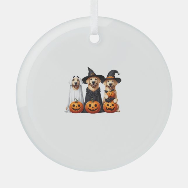 Golden Retriever Ghost Halloween Dog Lovers  Glass Ornament (Front)