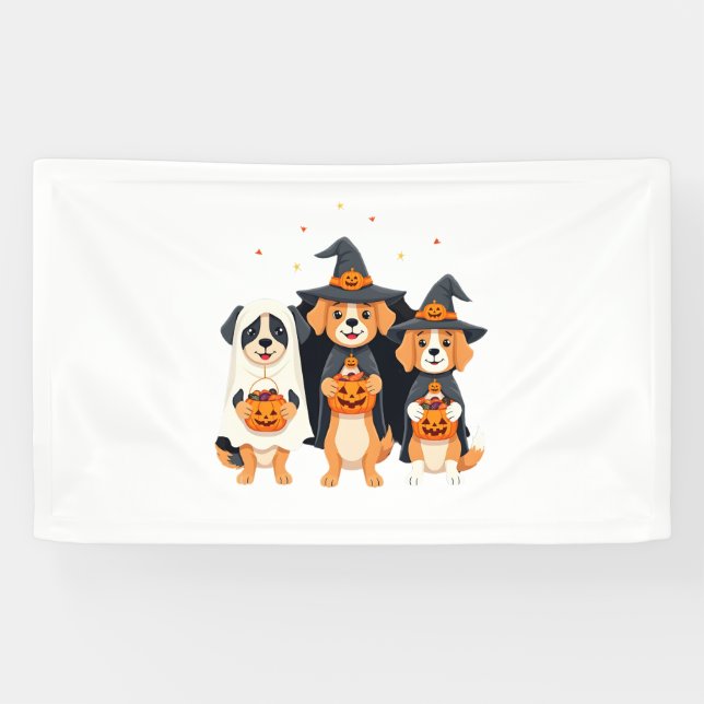 Golden Retriever Ghost Halloween Trick Or Treat Do Banner (Horizontal)