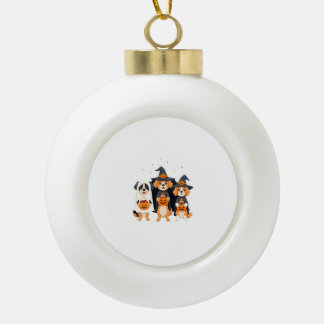 Golden Retriever Ghost Halloween Trick Or Treat Do Ceramic Ball Christmas Ornament