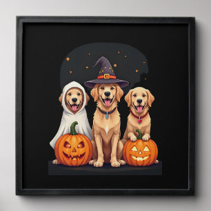 Golden Retriever Ghost Halloween Trick Or Treat Do Peel And Stick Photo Tile