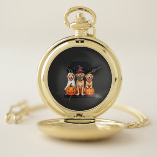Golden Retriever Ghost Halloween Trick Or Treat Do Pocket Watch