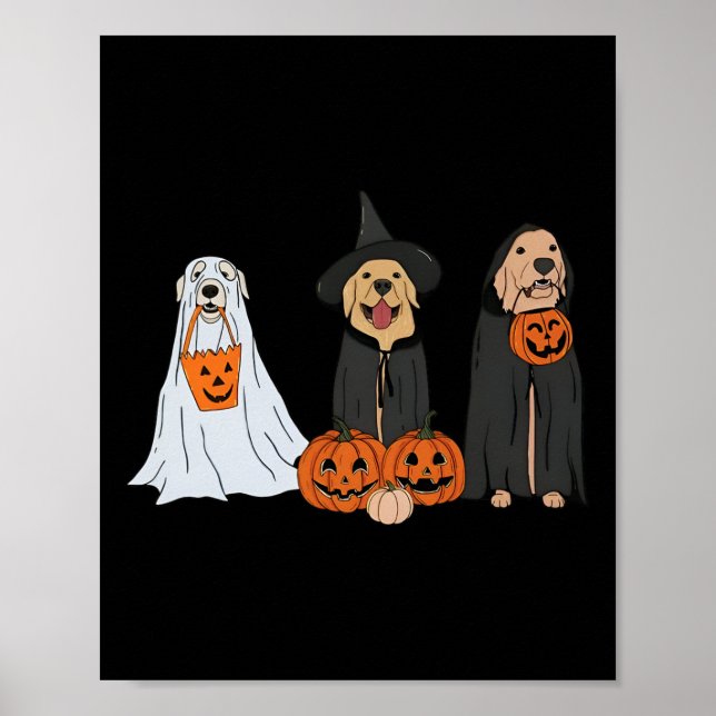 Golden Retriever Ghost Halloween Trick Or Treat Do Poster (Front)