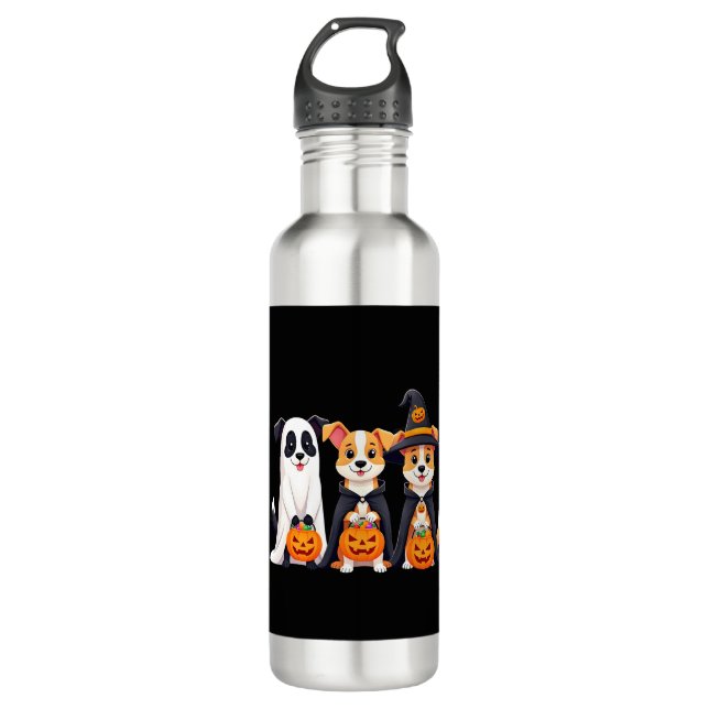 Golden Retriever Ghost Halloween Trick Or Treat Do Stainless Steel Water Bottle (Front)