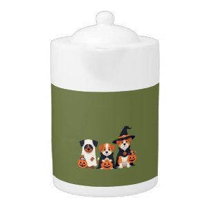 Golden Retriever Ghost Halloween Trick Or Treat Do Teapot