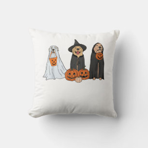 Golden Retriever Ghost Halloween Trick Or Treat Do Throw Pillow