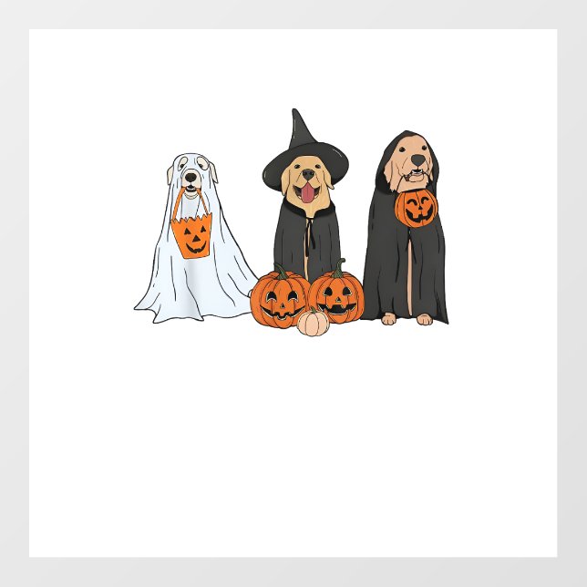 Golden Retriever Ghost Halloween Trick Or Treat Do Wall Decal (Front)