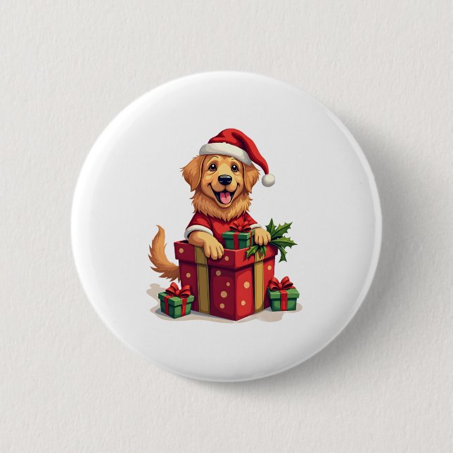 Golden Retriever Gift Wrap Button (Front)