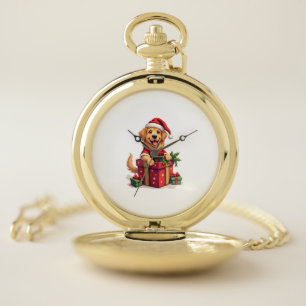 Golden Retriever Gift Wrap Pocket Watch