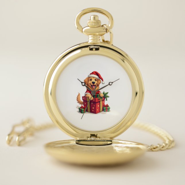 Golden Retriever Gift Wrap Pocket Watch (Inside)