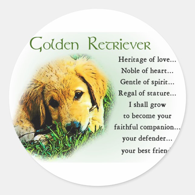 Golden Retriever Gifts Classic Round Sticker (Front)