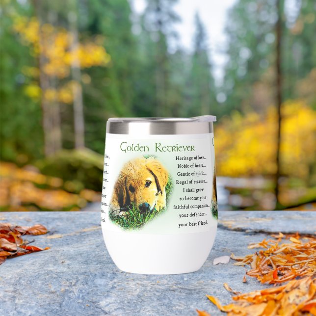 Golden Retriever Gifts, Golden Lovers Mugs Thermal Wine Tumbler (Outdoor)