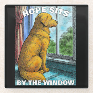 golden retriever glass coaster