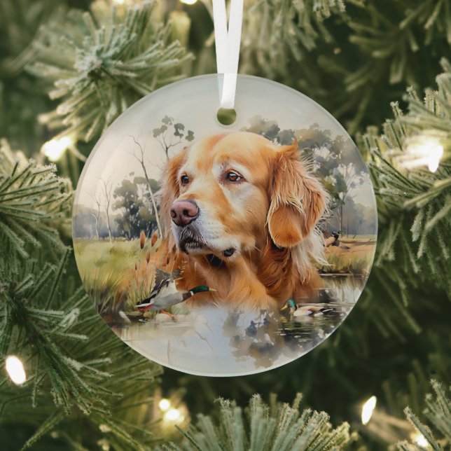 Golden Retriever Glass Ornament (Insitu)