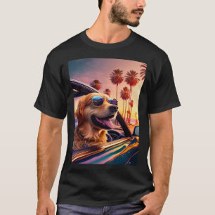 Golden Retriever Glasses Car Golden Retriever T-Shirt