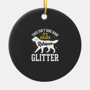 Golden Retriever Glitter Dog Hair Design Ceramic Ornament