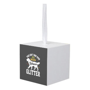 Golden Retriever Glitter Dog Hair Design Cube Ornament