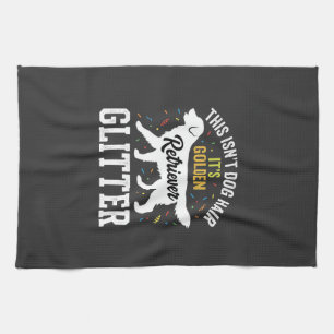 Golden Retriever Glitter Dog Hair Design Kitchen Towel