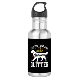 Golden Retriever Glitter Dog Hair Design Stainless Steel Water Bottle