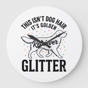 Golden Retriever Glitter Vintage Dog Hair Shirt_1 Large Clock