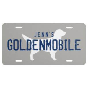 Golden Retriever GOLDENMOBILE   Custom Text License Plate