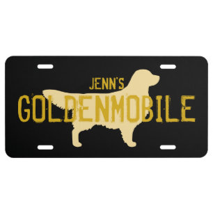 Golden Retriever GOLDENMOBILE   Custom Text License Plate