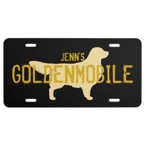 Golden Retriever GOLDENMOBILE  Custom Text License Plate