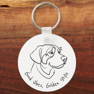 Golden Retriever - Good Vibes, Golden Style Keychain