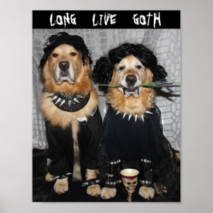 Golden Retriever Goth Style Poster