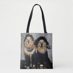Golden Retriever Goth Style Tote Bag
