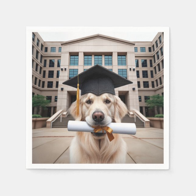 Golden Retriever Graduate Napkins (Front)