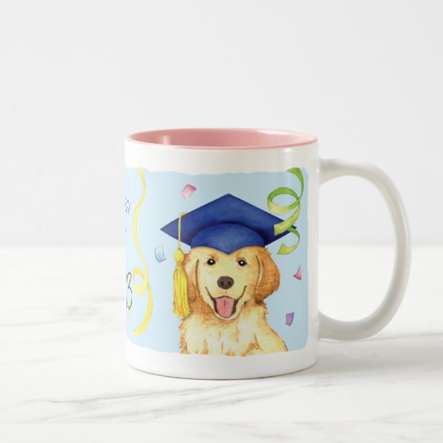 Golden Retriever Graduate Two-Tone Coffee Mug (Right)