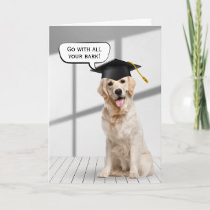 Golden Retriever Graduate With Black Cap Card
