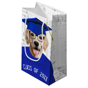 Golden Retriever Graduate with Blue Cap Small Gift Bag