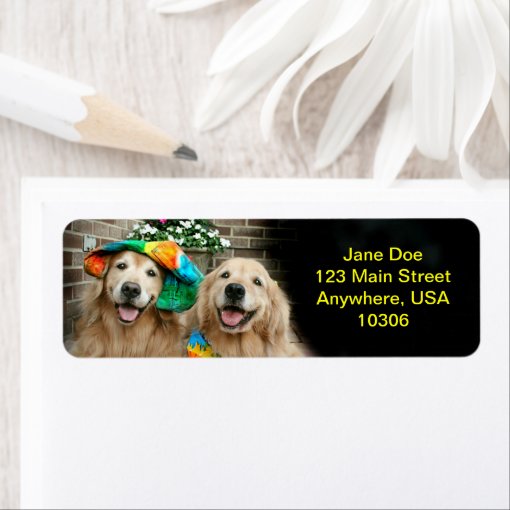 Golden Retriever Groovy Return Address Labels Zazzle