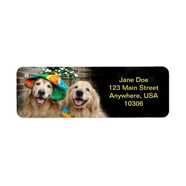 Golden Retriever Groovy Return Address Labels (Front)