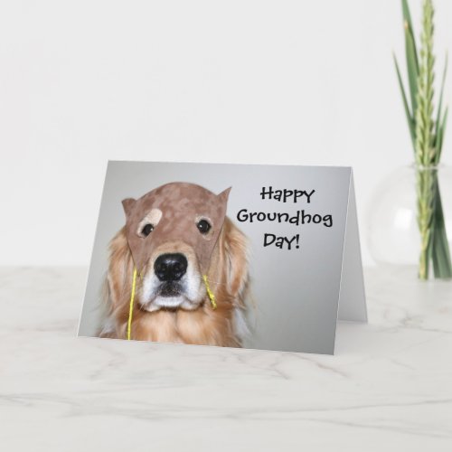 Golden Retriever Groundhog Day Card