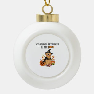 Golden Retriever Halloween Dog  My Golden Retrieve Ceramic Ball Christmas Ornament