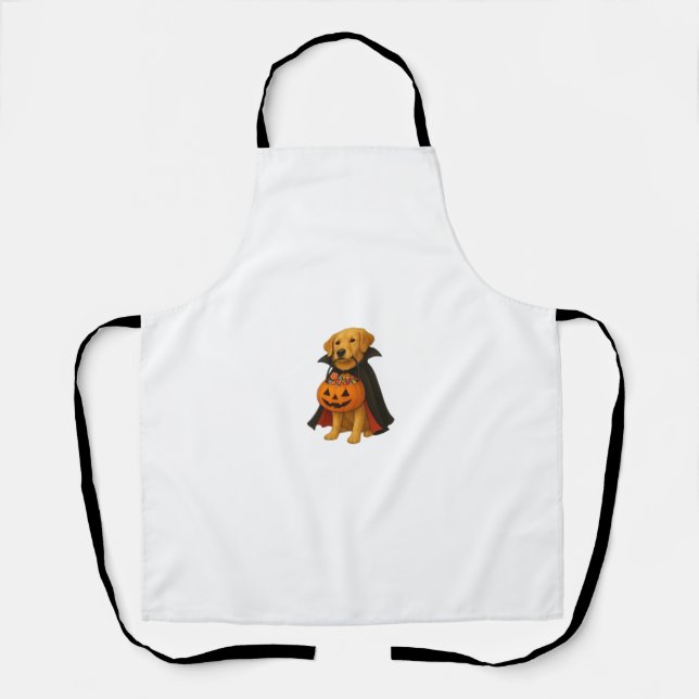 Golden Retriever Halloween Dog with Pumpkin Candy  Apron (Front)
