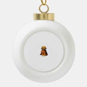 Golden Retriever Halloween Dog with Pumpkin Candy  Ceramic Ball Christmas Ornament