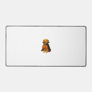 Golden Retriever Halloween Dog with Pumpkin Candy Desk Mat