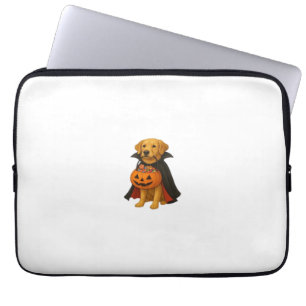 Golden Retriever Halloween Dog with Pumpkin Candy Laptop Sleeve