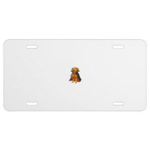 Golden Retriever Halloween Dog with Pumpkin Candy  License Plate