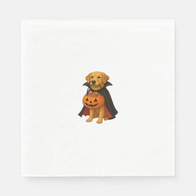 Golden Retriever Halloween Dog with Pumpkin Candy  Napkins (Front)