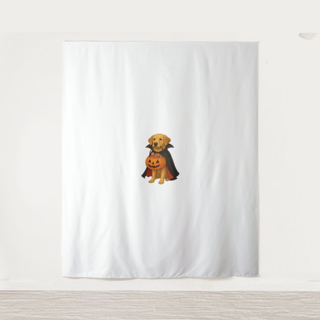 Golden Retriever Halloween Dog with Pumpkin Candy  Tapestry (Front)