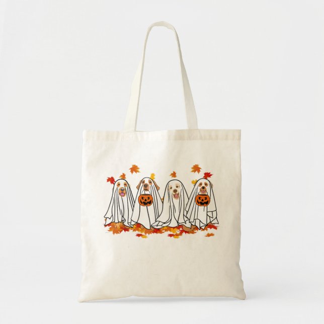 Golden Retriever Halloween Ghost Dog Retro Spooky  Tote Bag (Front)