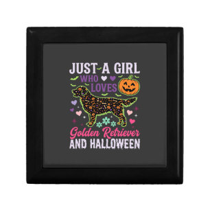 Golden Retriever Halloween Girl Pumpkin Dog Design Gift Box