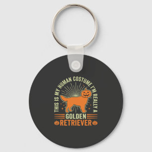 Golden Retriever Halloween Human Costume Vintage D Keychain