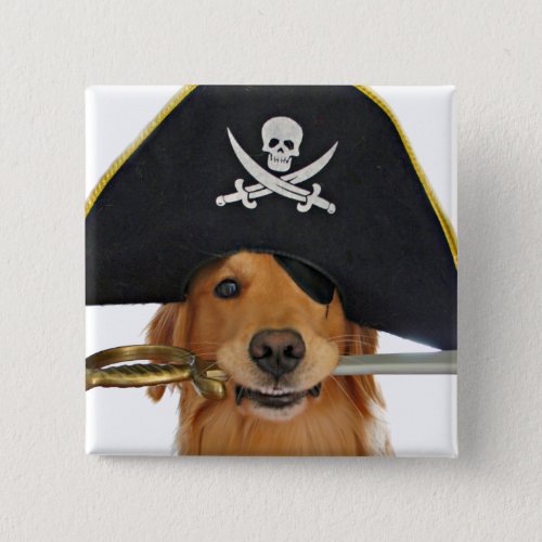 Golden Retriever Halloween Pirate Button